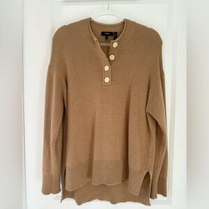 Theory 100% cashmere V-neck buttoned brown sweater